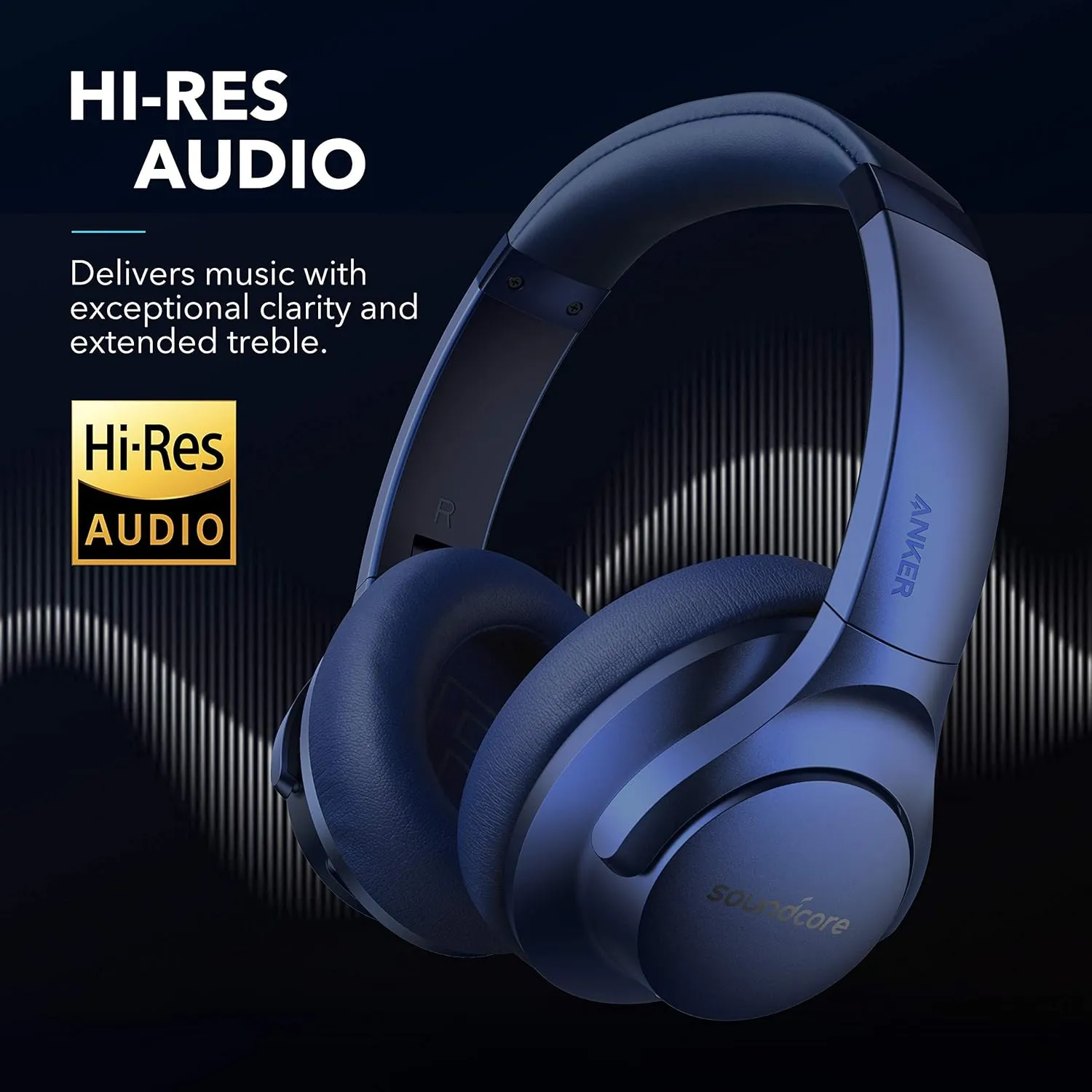 Soundcore Anker Life Q20 Hybrid Active Noise Cancelling Headphones (Blue) (Renewed)