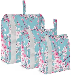 SPRIPORT Teal Cherry Blossoms 3 Set Compression Packing Cubes for Travel Lightweight Luggage Organizer Bags for Carry on Suitcase Travel Storage Bags for Woman Man Vacation Clothes