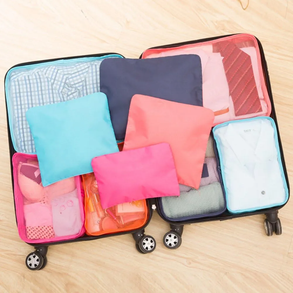 Storage Bag 6pcsset Lightweight Luggage Travel Bags Men and Women Packing Cubes Organizer Pouches Fashion Double Polyester Bag Suitcase (#2)
