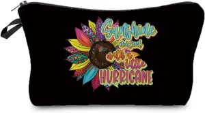 Sunflower Makeup Bag Cute Small Makeup Organizer Bag Travel Toiletry Zipper Pouch Sunflower Cosmetic Bag Sunflower Hurricane Present for Sunflower Lovers Women