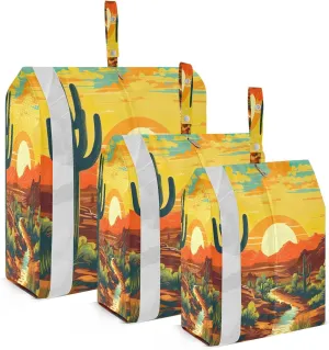 Sunset Wilderness Cactus Compression Packing Cubes Luggage Organizer Bags for Travel Suitcase Organizer for Travel Accessories and Essentials