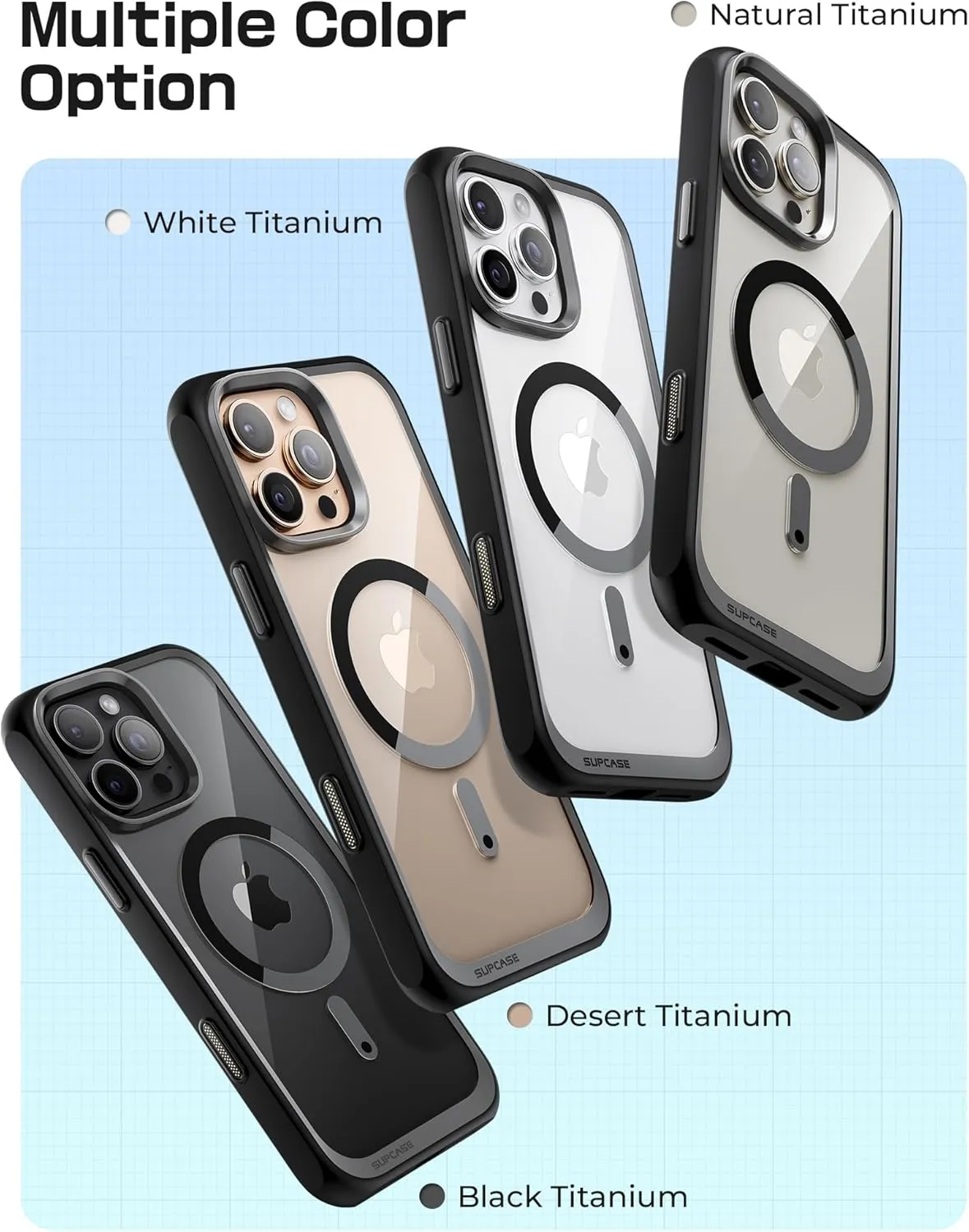 SUPCASE for iPhone 16 Pro Max Case with Camera Control Capture Button (Unicorn Beetle Mag), [Compatible with MagSafe] [Military-Grade Protection] Slim Clear Magnetic Phone Case (Black)