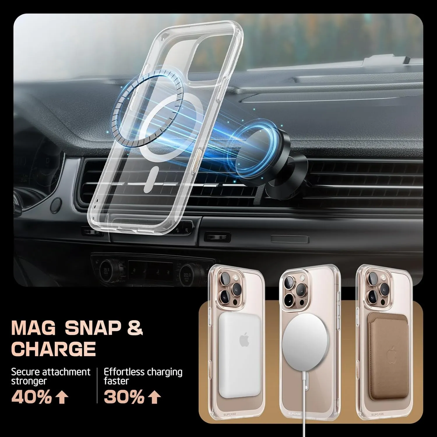 SUPCASE for iPhone 16 Pro Max Case with Camera Control Capture Button (Unicorn Beetle Mag), [Compatible with MagSafe] [Military-Grade Protection] Slim Clear Magnetic Phone Case (Clear)