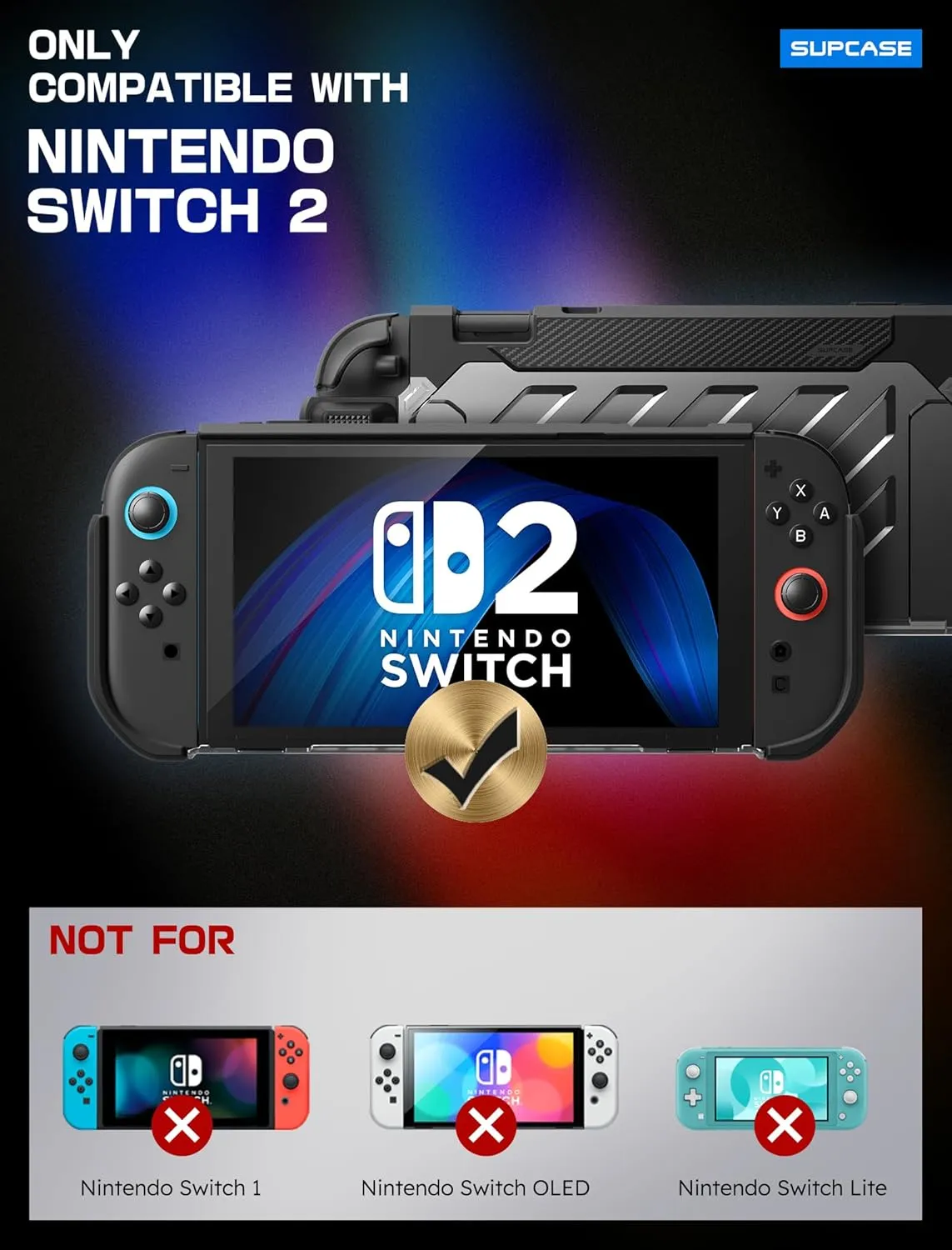 SUPCASE for Nintendo Switch 2 Case 2025 (Unicorn Beetle Pro), [Military-Grade Protection] [Magnetic Joy Con Controllers Friendly] Dockable Integrated Cover Accessories for Nintendo Switch 2, Black