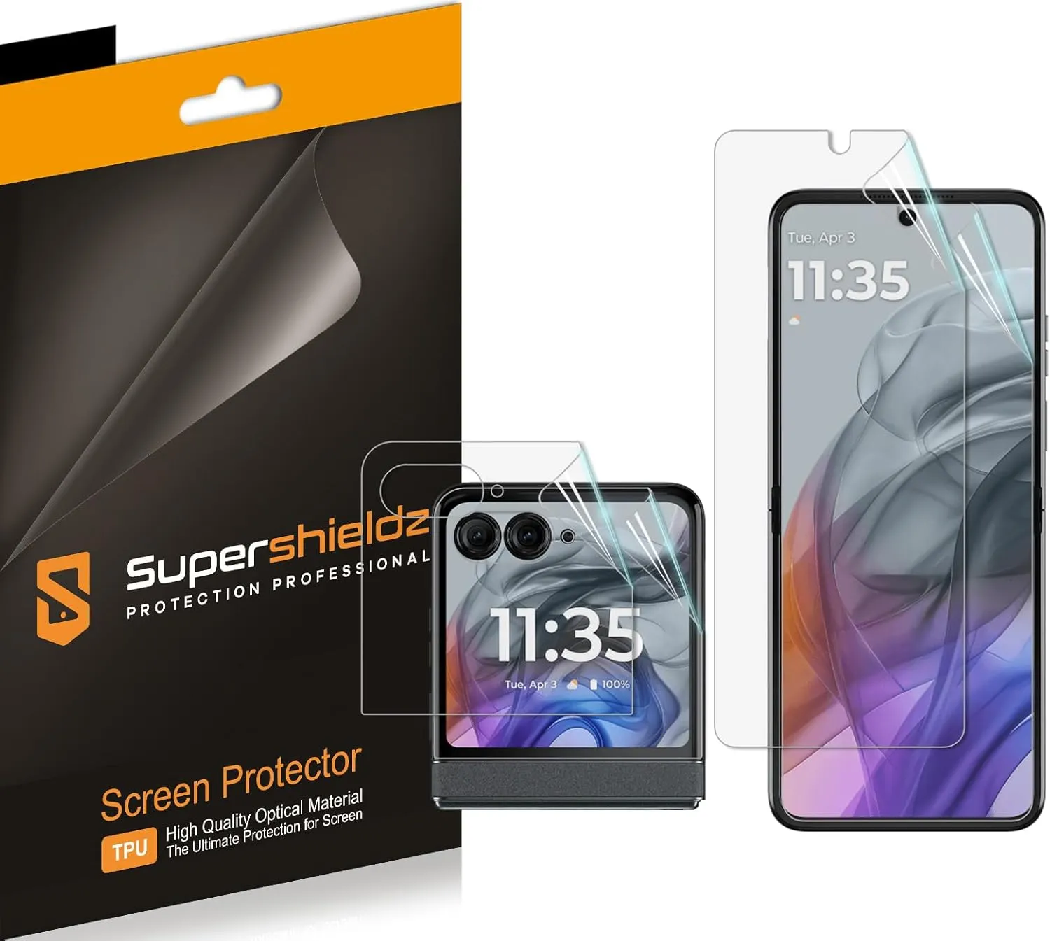 Supershieldz (2 Pack) Designed for Motorola Razr (2024/2025) [2 Main Screen   2 Front Screen] Screen Protector, High Definition Clear Shield (TPU)