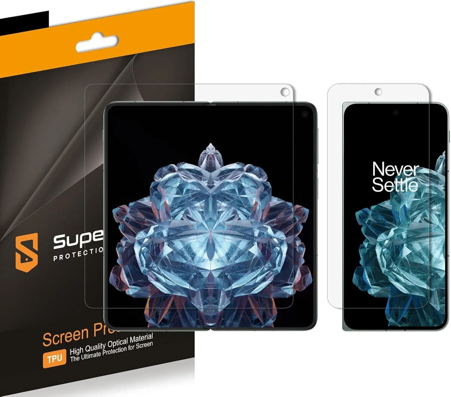 Supershieldz (2 Pack) Designed for OnePlus Open (2 Main Screen and 2 Front Screen) Screen Protector, High Definition Clear Shield (TPU)