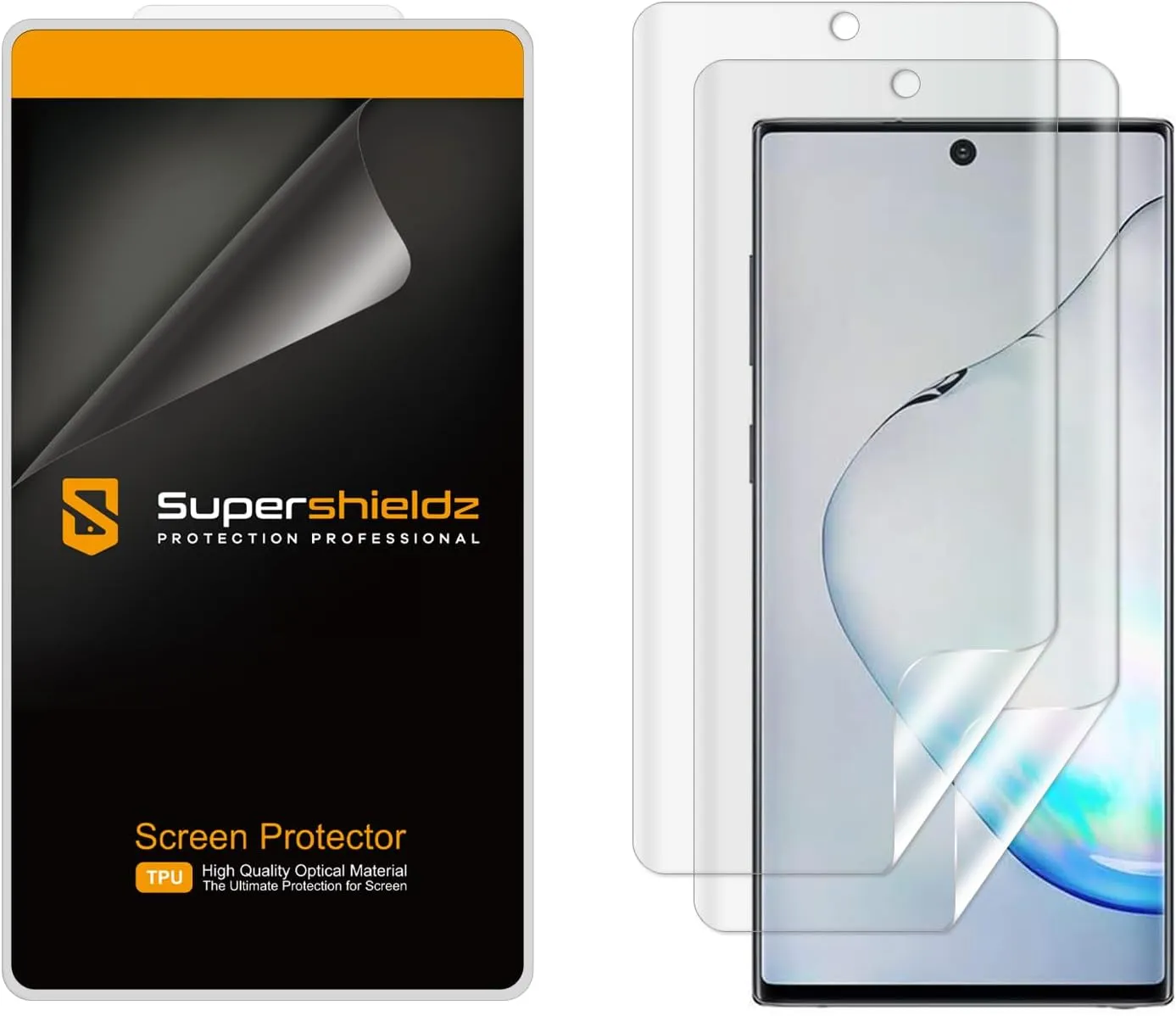 Supershieldz (2 Pack) Designed for Samsung Galaxy (Note 10) Screen Protector, High Definition Clear Shield (TPU)
