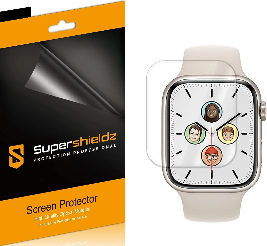 Supershieldz (3 Pack) Designed for Apple Watch Series 9/8/7 (41mm) Screen Protector, High Definition Clear Shield (TPU)