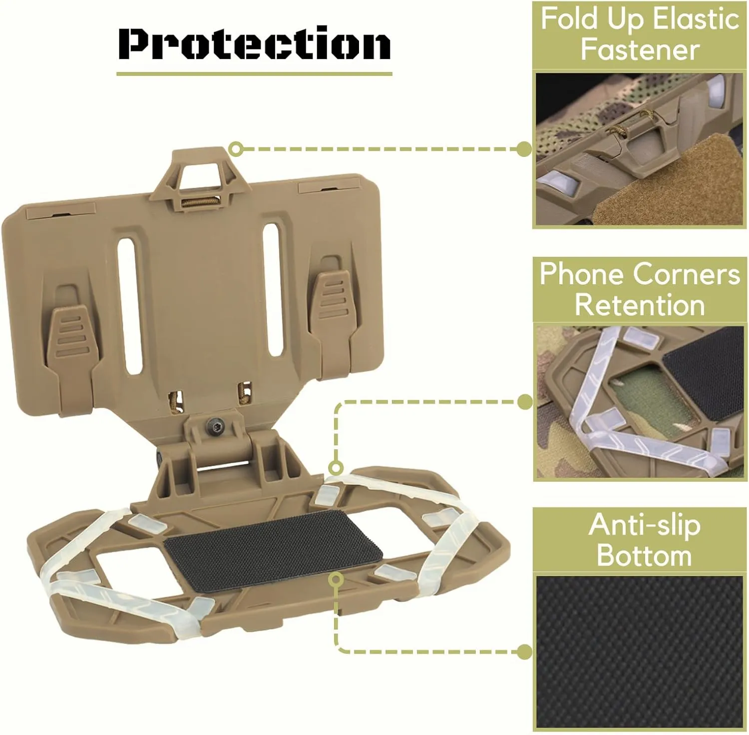 Tactical Plate Carrier Molle Phone Carrier Vest Attachments, Outdoor Universal Foldable Phone Chest Holder, Chest Rig Mount Navigation Board for 4.7"-6.7" Screen (FoldPanel-BCP)