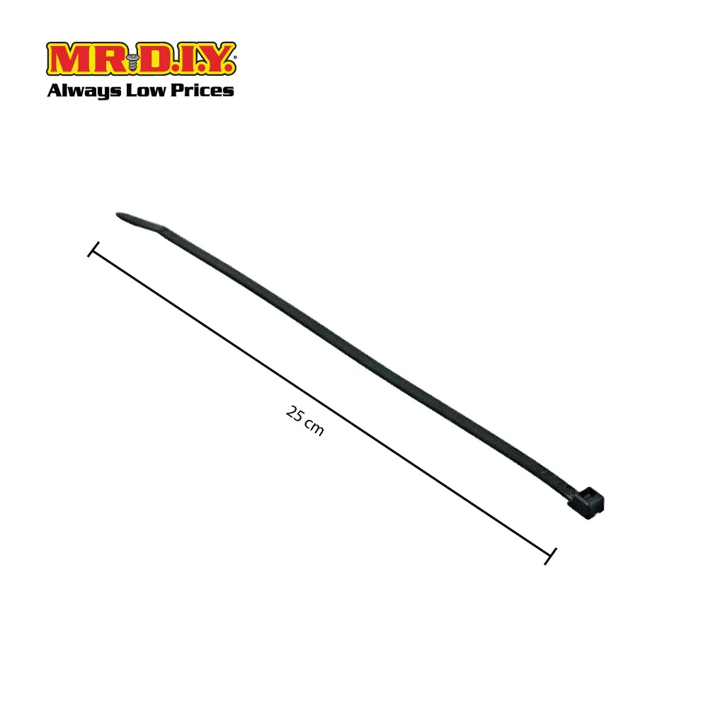 TACTIX Black Cable Ties (3.6mm x 25cm) 100pcs