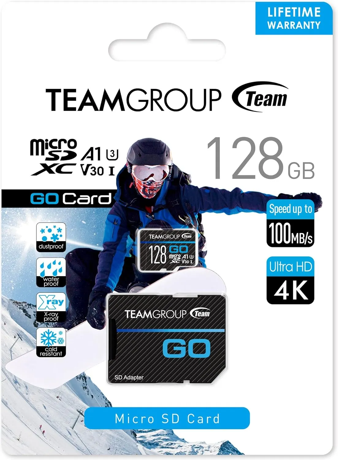 TEAMGROUP GO Card 128GB 10 Pack Micro SDXC UHS-I U3 V30 4K for GoPro & Drone & Action Cameras High Speed Flash Memory Card with Adapter for Outdoor Sports, 4K Shooting, Nintendo-Switch TGUSDX128GU366