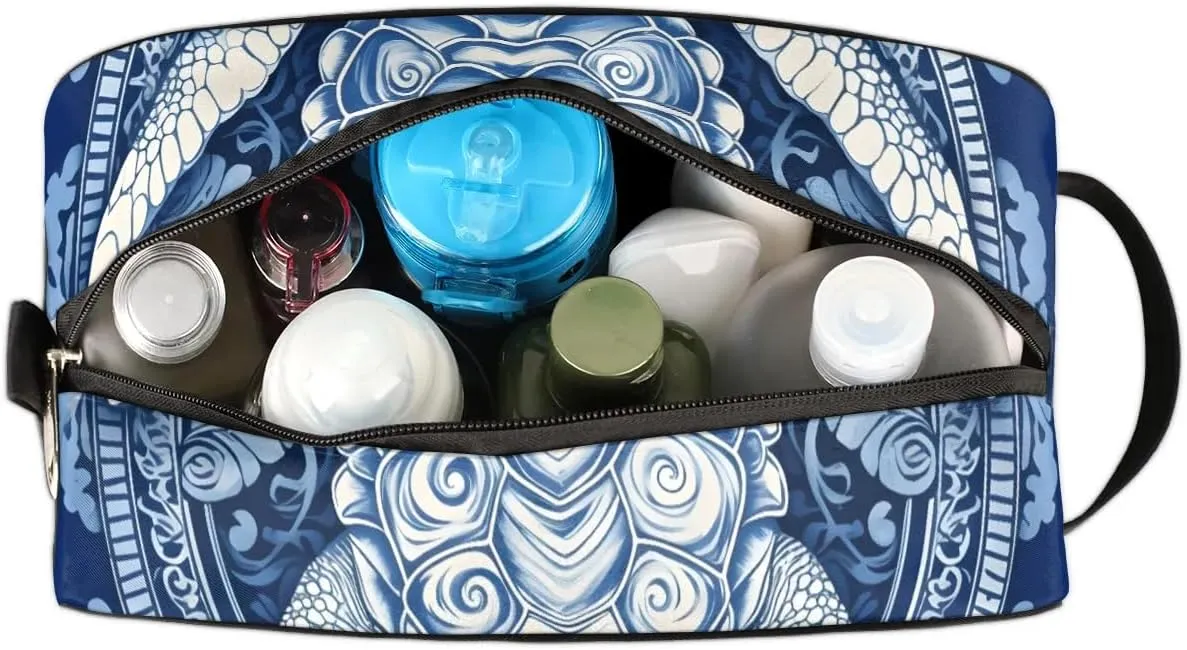 Travel Toiletry Bag for Women Men Blue Turtle Hanging Cosmetic Bag Waterproof Makeup Bag for Shaving Makeup Toothbrush & Travel Essentials