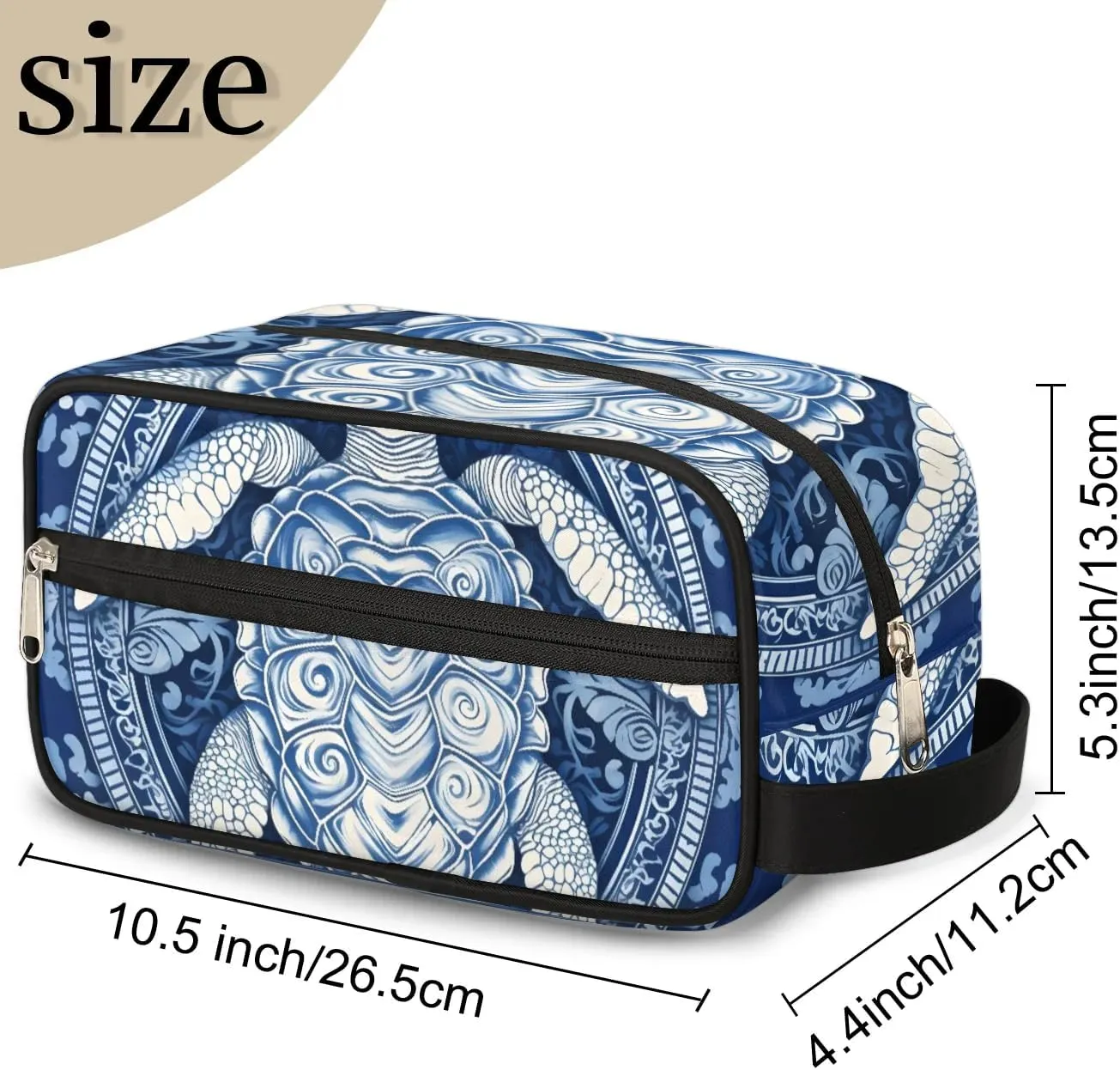 Travel Toiletry Bag for Women Men Blue Turtle Hanging Cosmetic Bag Waterproof Makeup Bag for Shaving Makeup Toothbrush & Travel Essentials