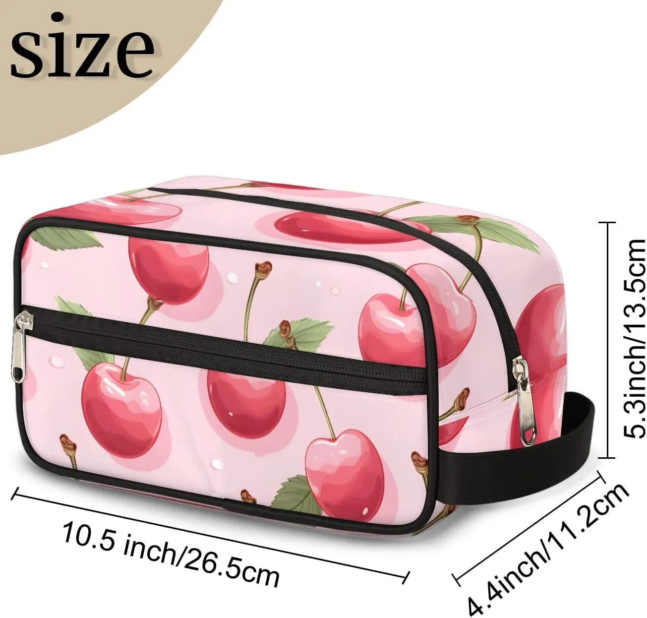 Travel Toiletry Bag for Women Men Cherry Hanging Cosmetic Bag Waterproof Makeup Bag for Shaving Makeup Toothbrush & Travel Essentials