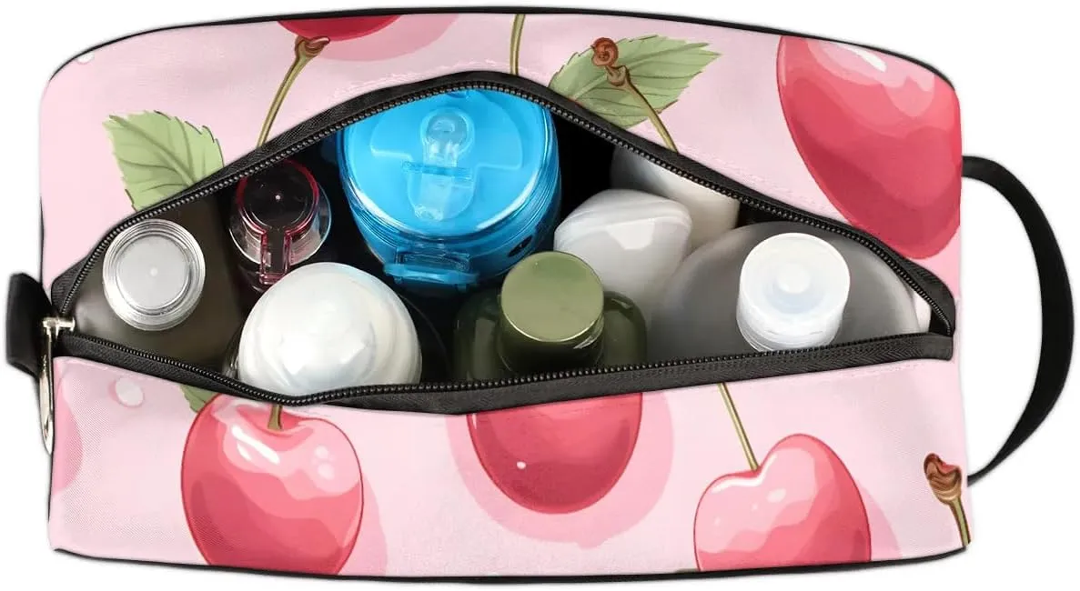 Travel Toiletry Bag for Women Men Cherry Hanging Cosmetic Bag Waterproof Makeup Bag for Shaving Makeup Toothbrush & Travel Essentials