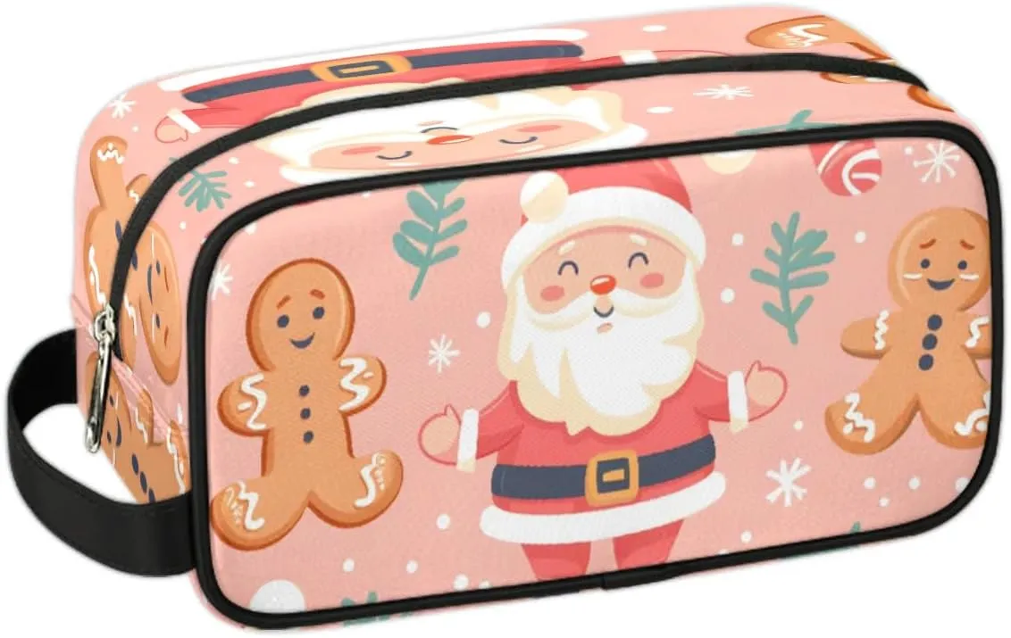 Travel Toiletry Bag for Women Men Christmas Cute Santa Claus Hanging Cosmetic Bag Waterproof Makeup Bag for Shaving Makeup Toothbrush & Travel Essentials