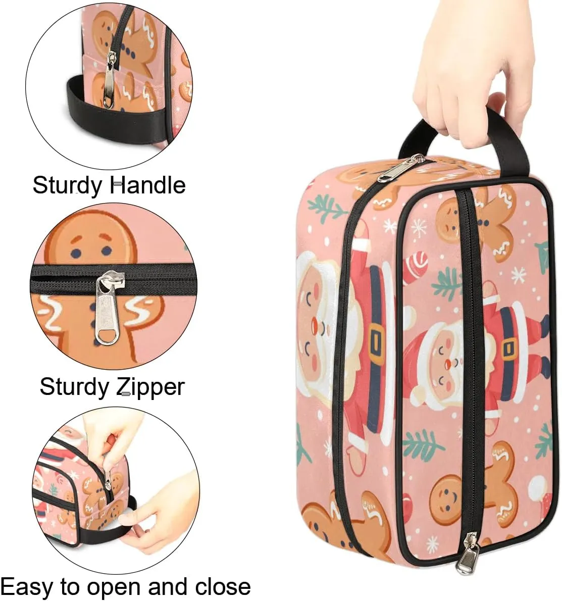 Travel Toiletry Bag for Women Men Christmas Cute Santa Claus Hanging Cosmetic Bag Waterproof Makeup Bag for Shaving Makeup Toothbrush & Travel Essentials