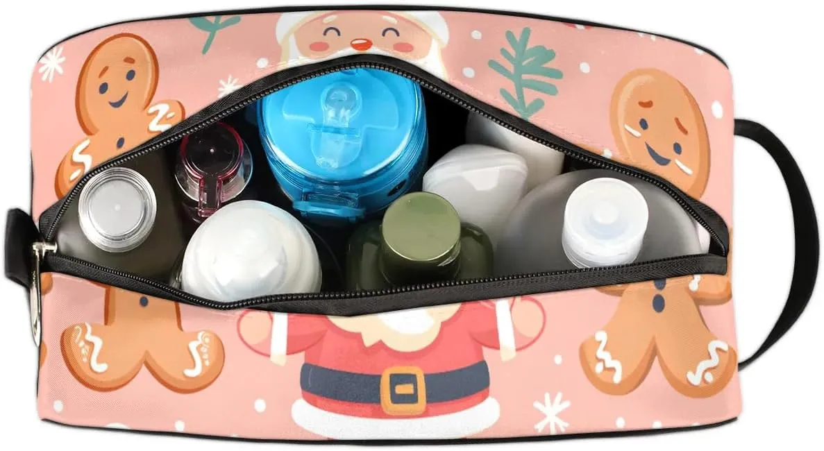 Travel Toiletry Bag for Women Men Christmas Cute Santa Claus Hanging Cosmetic Bag Waterproof Makeup Bag for Shaving Makeup Toothbrush & Travel Essentials
