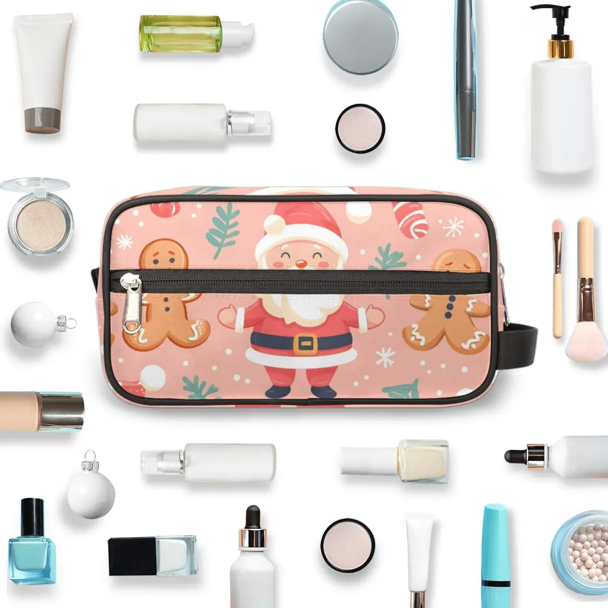 Travel Toiletry Bag for Women Men Christmas Cute Santa Claus Hanging Cosmetic Bag Waterproof Makeup Bag for Shaving Makeup Toothbrush & Travel Essentials