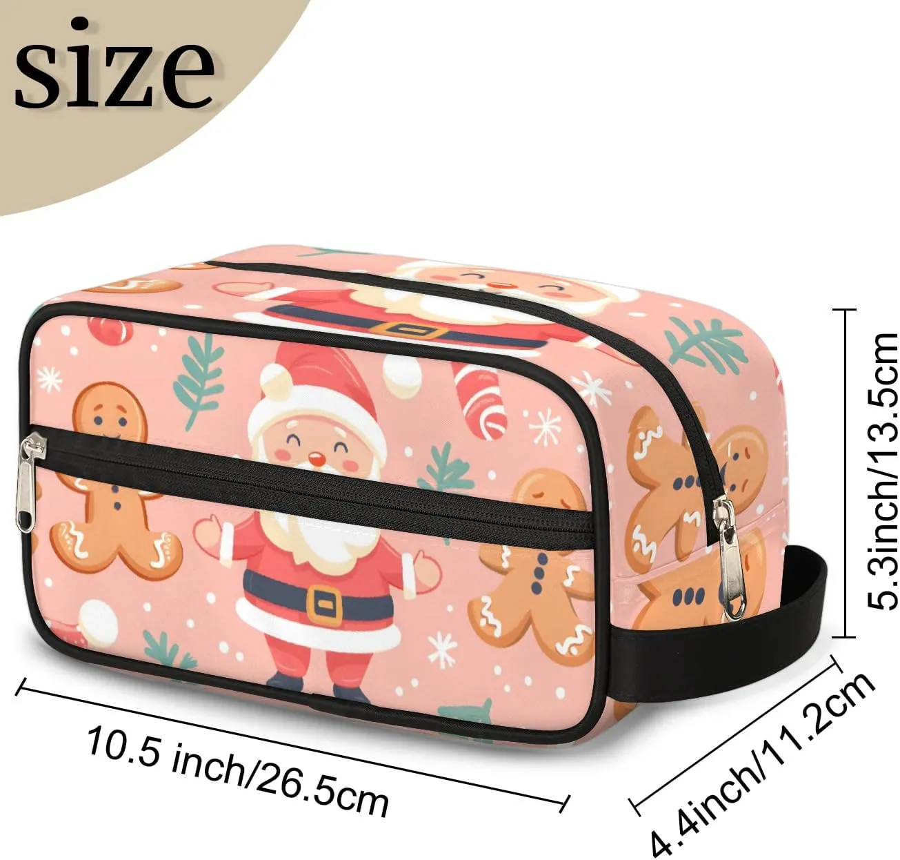 Travel Toiletry Bag for Women Men Christmas Cute Santa Claus Hanging Cosmetic Bag Waterproof Makeup Bag for Shaving Makeup Toothbrush & Travel Essentials