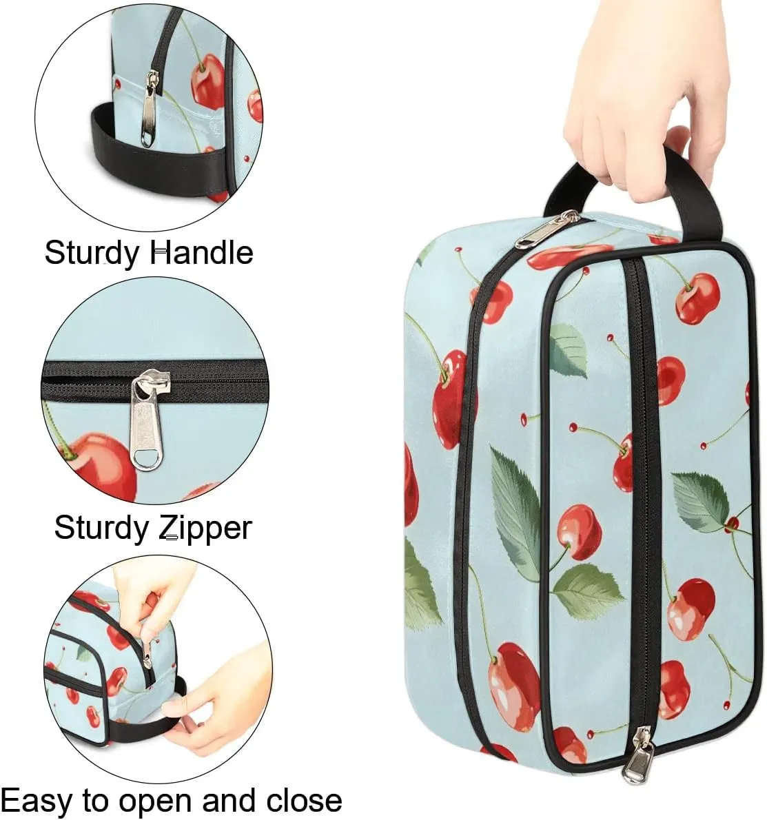 Travel Toiletry Bag for Women Men Cute Cherry Hanging Cosmetic Bag Waterproof Makeup Bag for Shaving Makeup Toothbrush & Travel Essentials