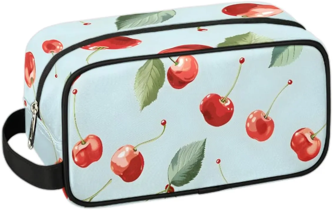 Travel Toiletry Bag for Women Men Cute Cherry Hanging Cosmetic Bag Waterproof Makeup Bag for Shaving Makeup Toothbrush & Travel Essentials