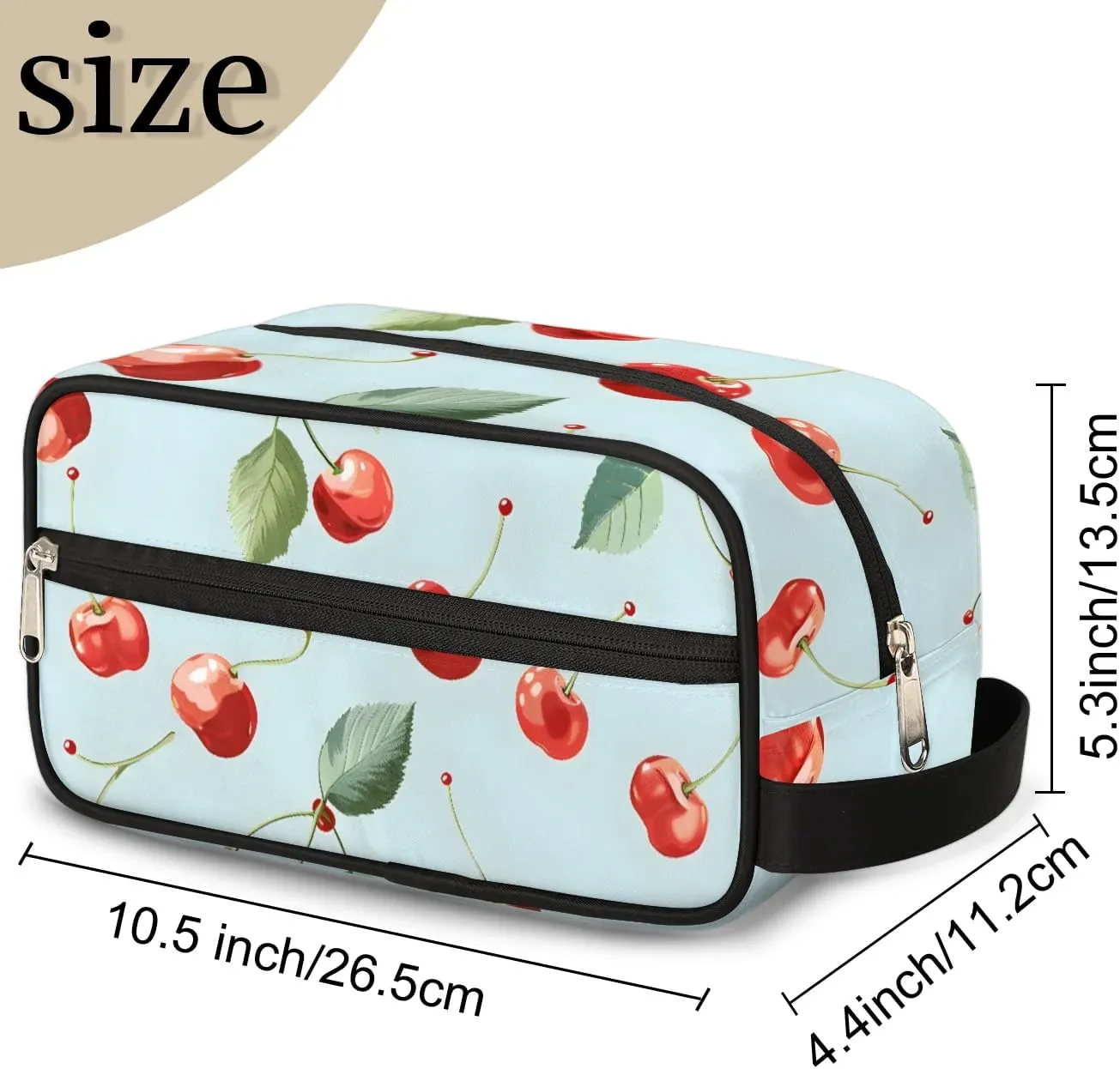 Travel Toiletry Bag for Women Men Cute Cherry Hanging Cosmetic Bag Waterproof Makeup Bag for Shaving Makeup Toothbrush & Travel Essentials