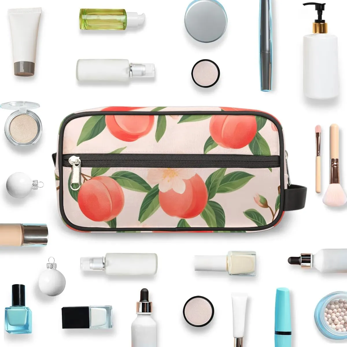 Travel Toiletry Bag for Women Men Cute Peaches Hanging Cosmetic Bag Waterproof Makeup Bag for Shaving Makeup Toothbrush & Travel Essentials