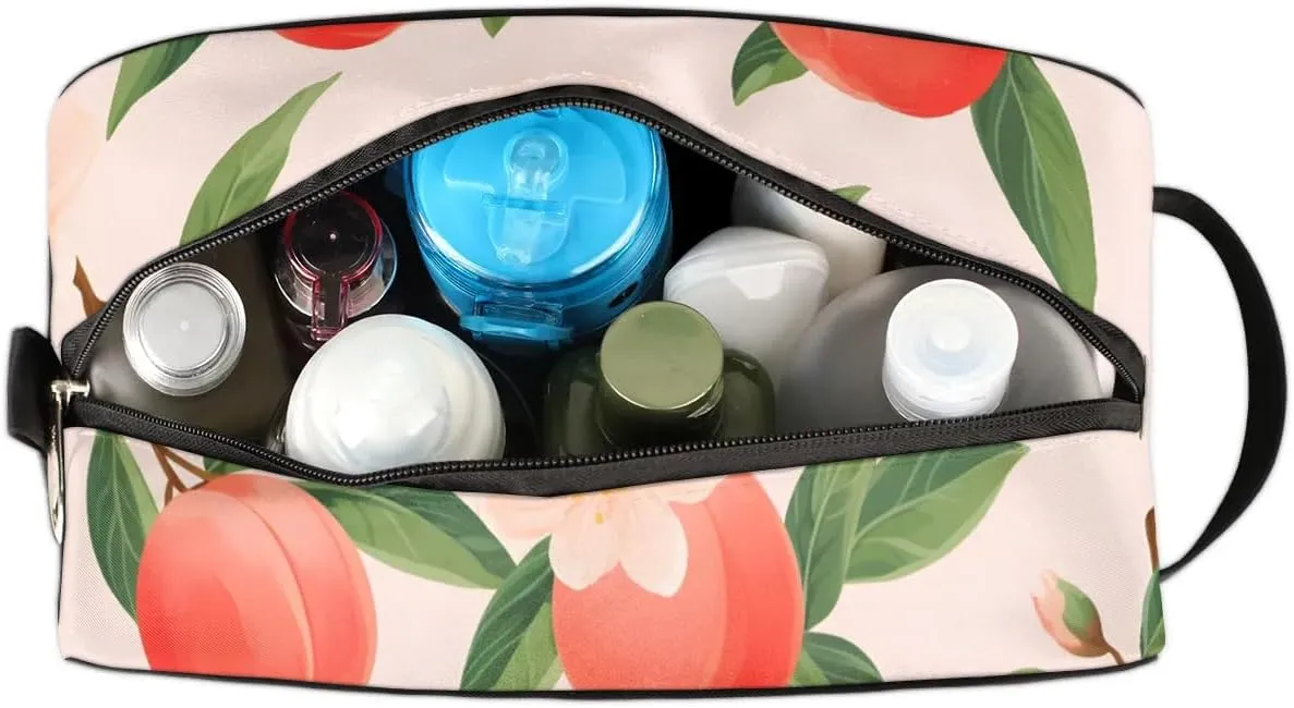 Travel Toiletry Bag for Women Men Cute Peaches Hanging Cosmetic Bag Waterproof Makeup Bag for Shaving Makeup Toothbrush & Travel Essentials