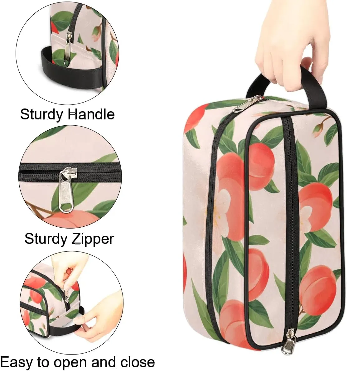 Travel Toiletry Bag for Women Men Cute Peaches Hanging Cosmetic Bag Waterproof Makeup Bag for Shaving Makeup Toothbrush & Travel Essentials