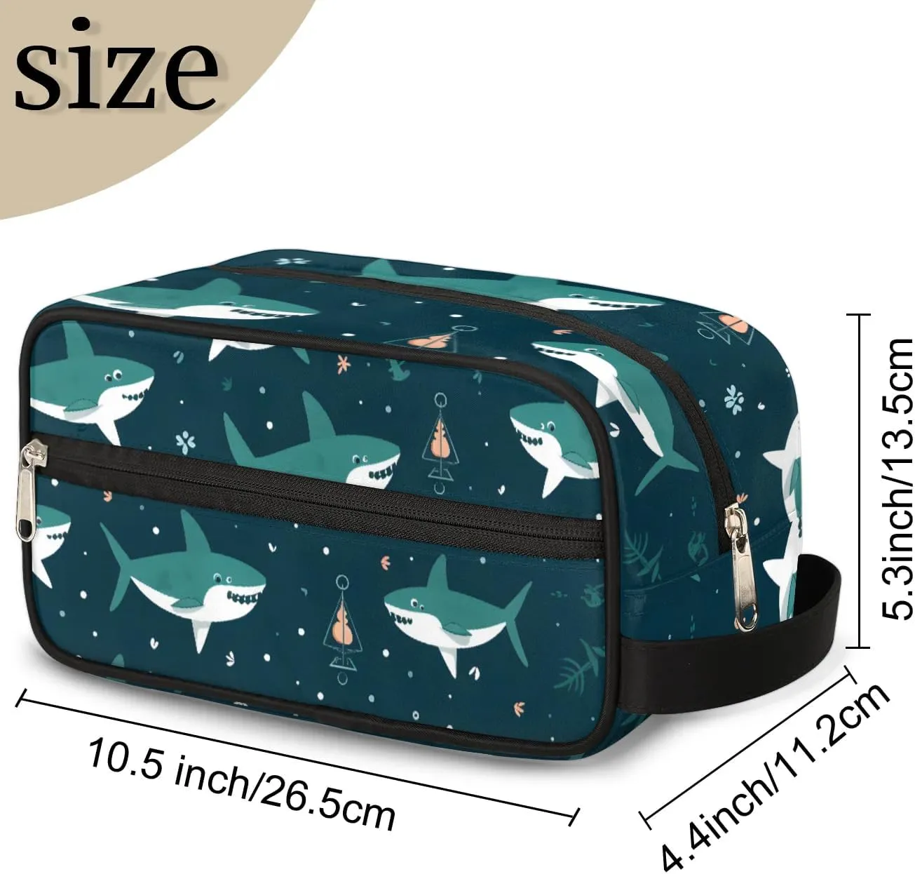 Travel Toiletry Bag for Women Men Cute Shark Hanging Cosmetic Bag Waterproof Makeup Bag for Shaving Makeup Toothbrush & Travel Essentials