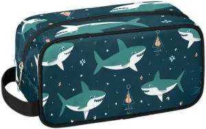 Travel Toiletry Bag for Women Men Cute Shark Hanging Cosmetic Bag Waterproof Makeup Bag for Shaving Makeup Toothbrush & Travel Essentials