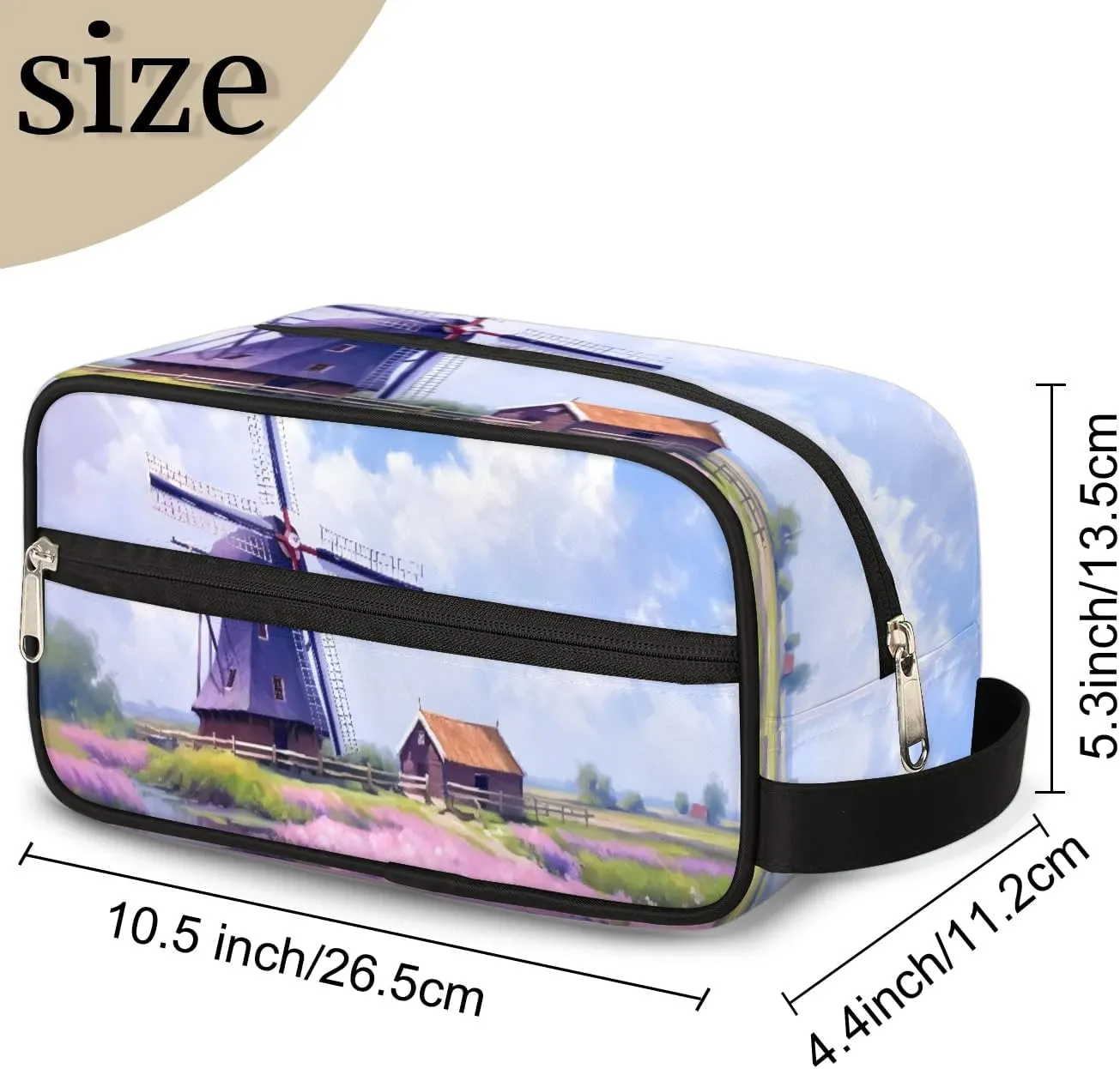 Travel Toiletry Bag for Women Men Farm Landscape Hanging Cosmetic Bag Waterproof Makeup Bag for Shaving Makeup Toothbrush & Travel Essentials