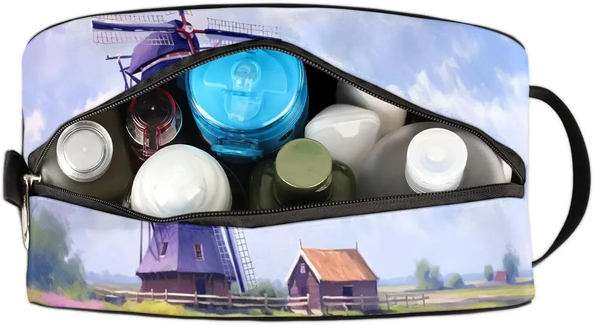 Travel Toiletry Bag for Women Men Farm Landscape Hanging Cosmetic Bag Waterproof Makeup Bag for Shaving Makeup Toothbrush & Travel Essentials