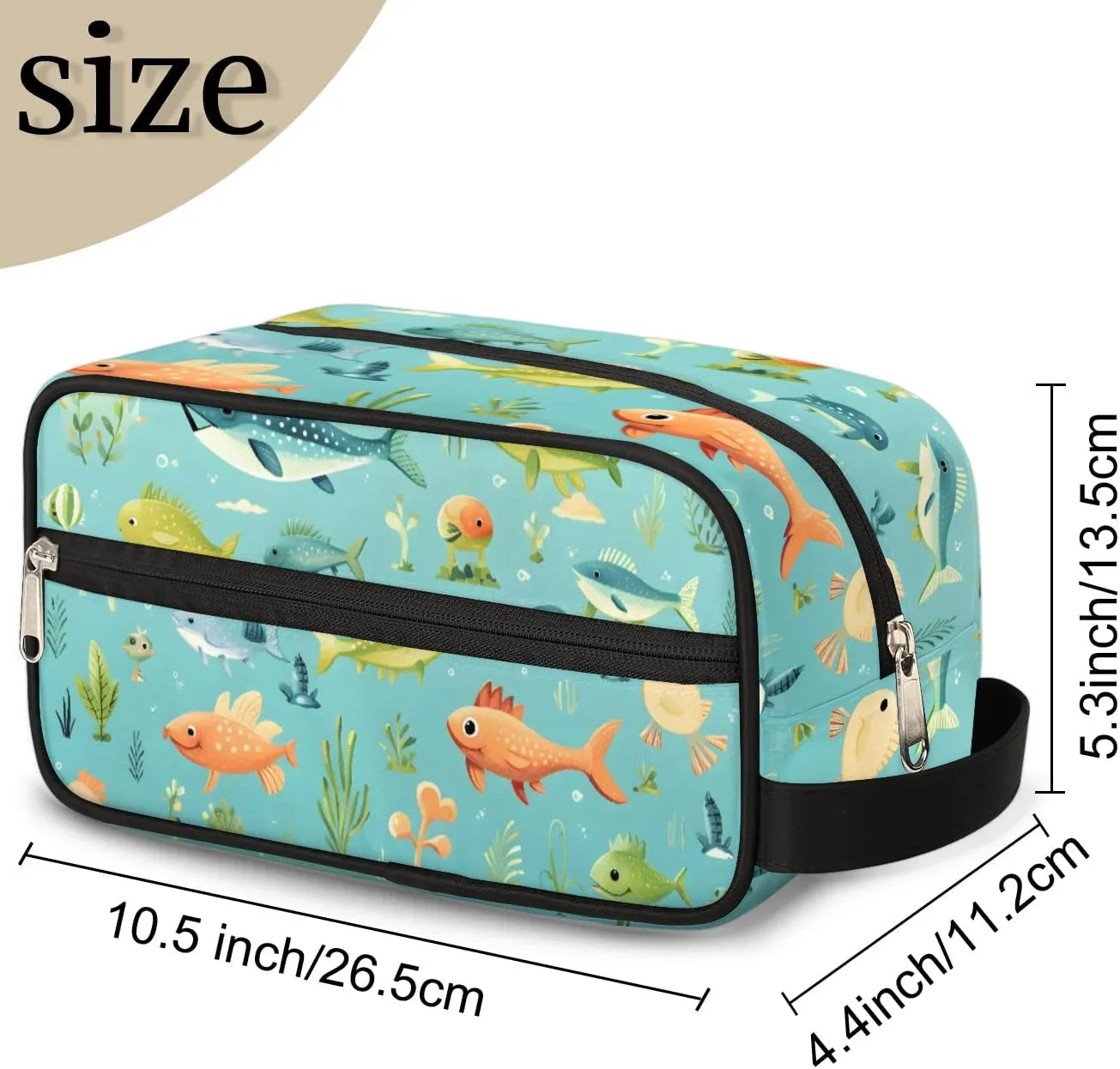 Travel Toiletry Bag for Women Men Fishes Themed Hanging Cosmetic Bag Waterproof Makeup Bag for Shaving Makeup Toothbrush & Travel Essentials