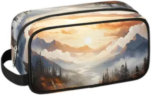 Travel Toiletry Bag for Women Men Forest Mountain Hanging Cosmetic Bag Waterproof Makeup Bag for Shaving Makeup Toothbrush & Travel Essentials