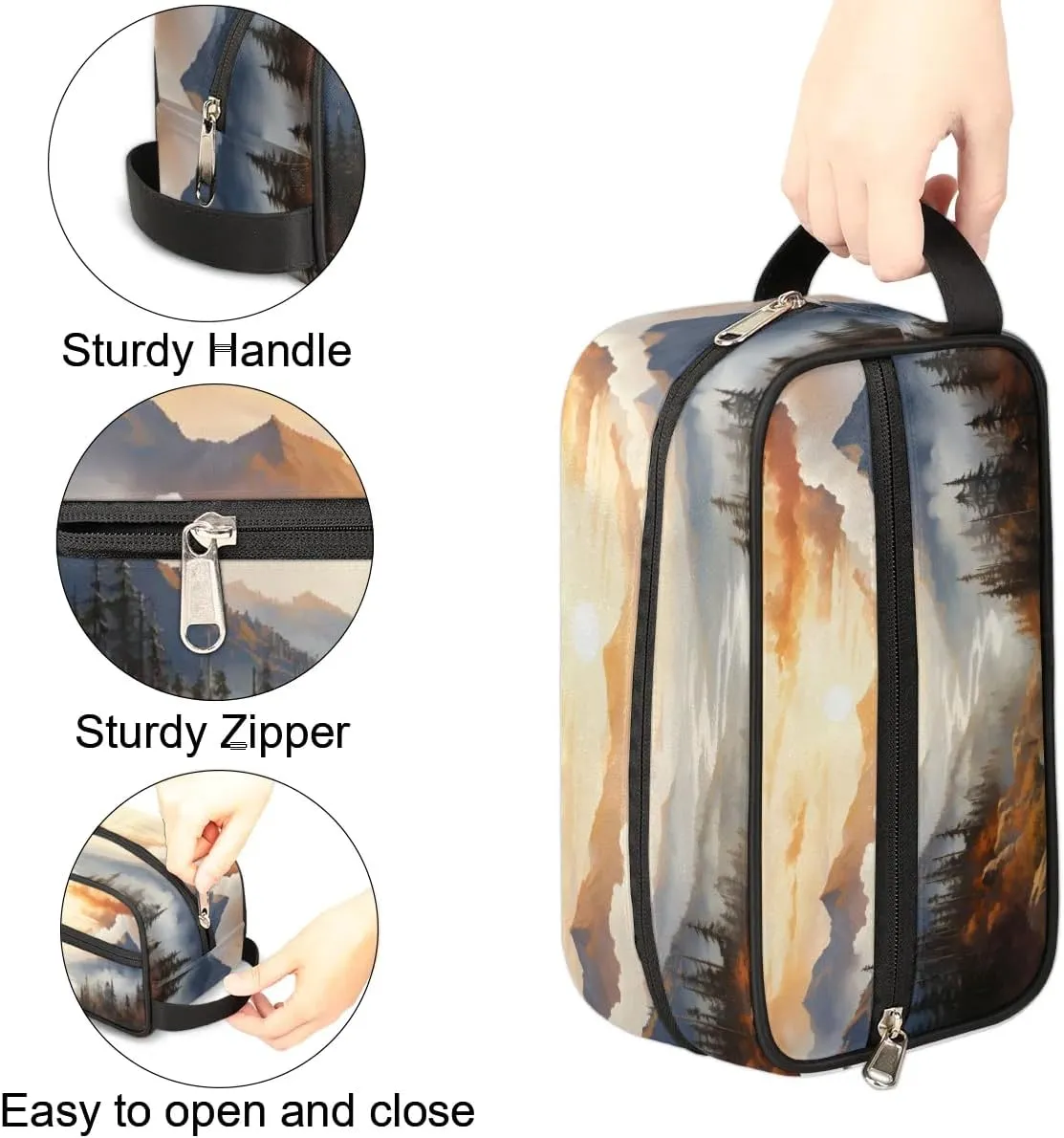 Travel Toiletry Bag for Women Men Forest Mountain Hanging Cosmetic Bag Waterproof Makeup Bag for Shaving Makeup Toothbrush & Travel Essentials
