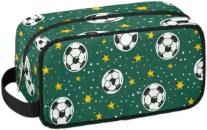Travel Toiletry Bag for Women Men Soccers Stars Print Hanging Cosmetic Bag Waterproof Makeup Bag for Shaving Makeup Toothbrush & Travel Essentials
