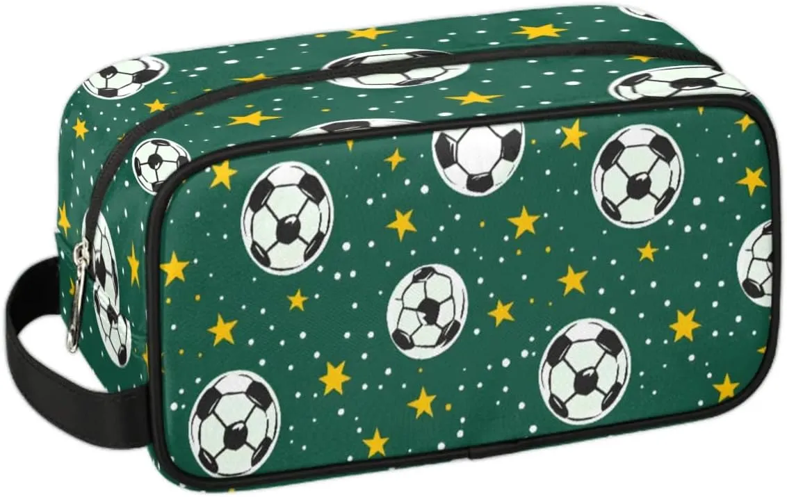 Travel Toiletry Bag for Women Men Soccers Stars Print Hanging Cosmetic Bag Waterproof Makeup Bag for Shaving Makeup Toothbrush & Travel Essentials