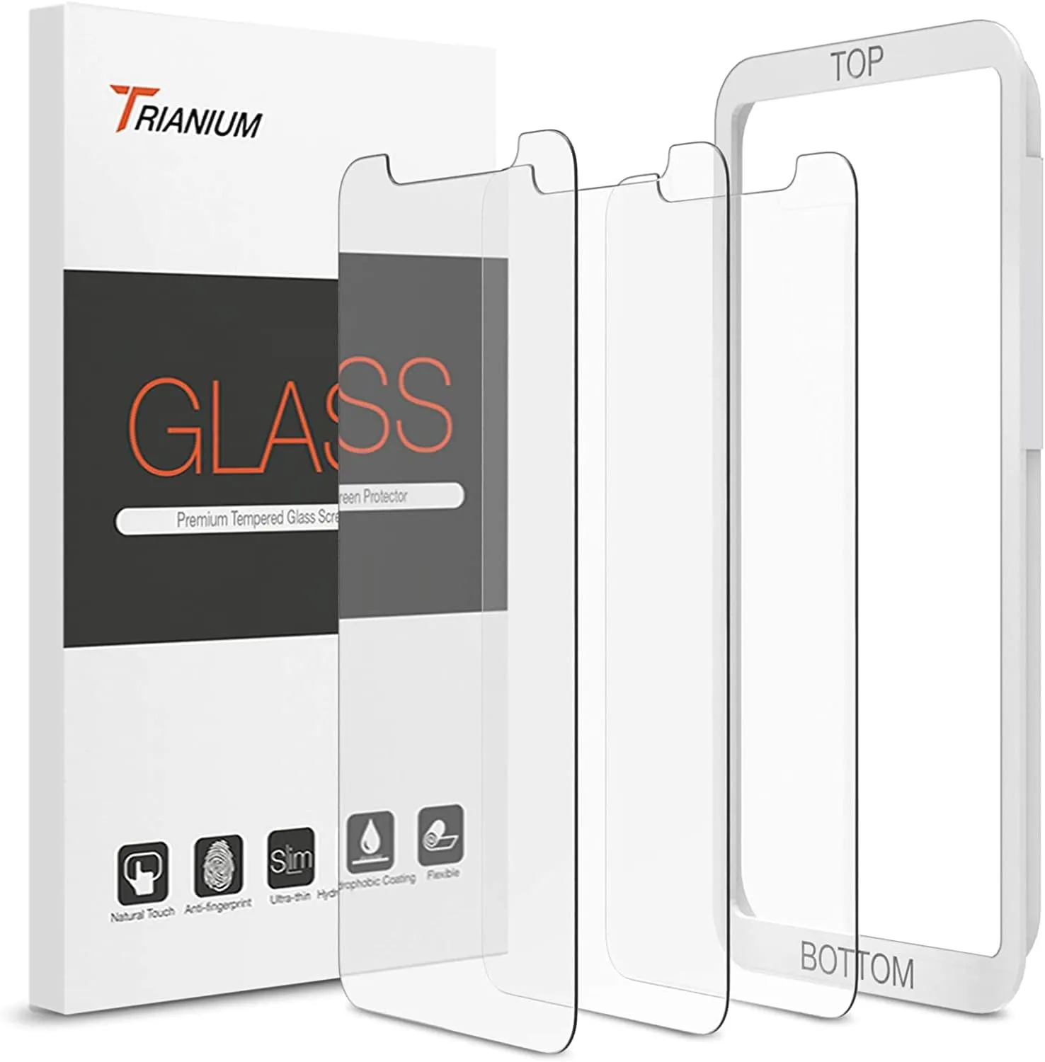 Trianium (3 Packs) Screen Protector Designed for Apple iPhone 11 Pro Max, iPhone XS Max (6.5" 2018) Premium HD Clarity 0.25mm Tempered Glass Screen Protector Easy Installation Alignment Case (3-Pack)