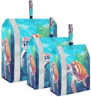 Turtle Sea Ocean Compression Packing Cubes Suitcase Organizer Bags Set for Travel Cubes for Carry on Luggage