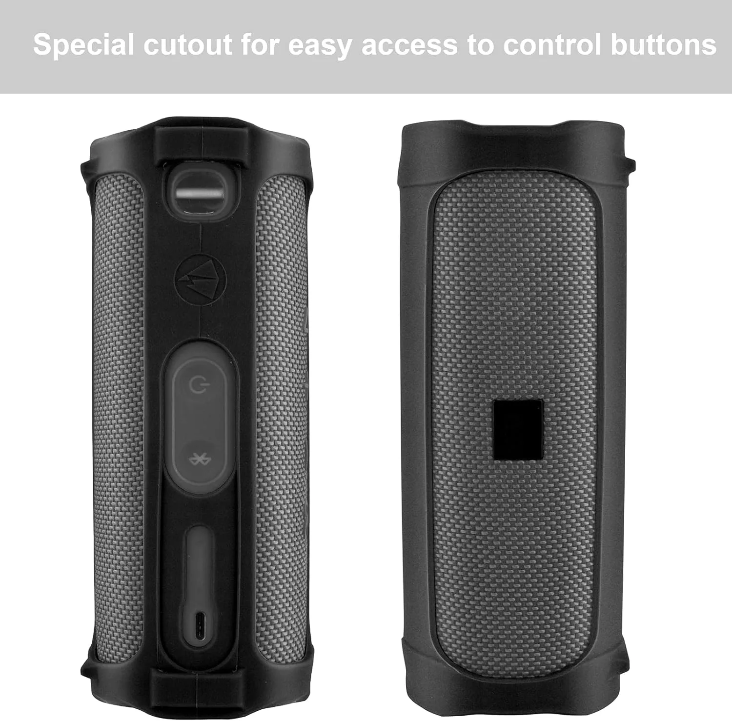TXEsign Silicone Case for JBL Flip 5 Waterproof Portable Speaker Travel Carrying Pouch Protective Cover with Hand Strap(Black)