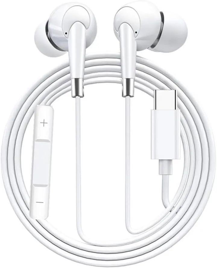 Type C Earphones Wired USB C in Ear Headphones for iPhone 15 16 Pro 15 Pro Max, Compatible with Most Type C Jack Devices Smartphones,Stereo Noise Canceling Isolating Headsets
