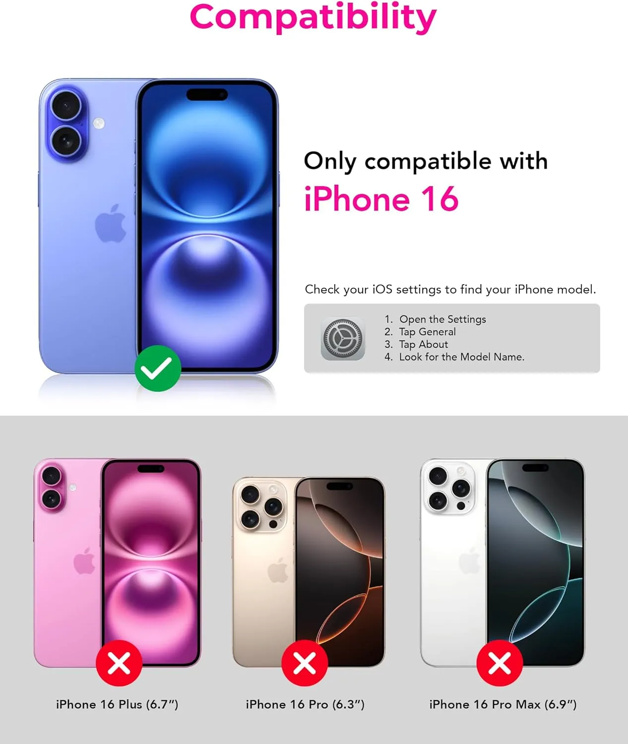 UARMOR Glass 3 Pack Screen Protector & 1 Pack Camera Lens Protector for iPhone 16 (6.1 Inch) 9H Tempered Glass with Easy Installation Kits (Clear)