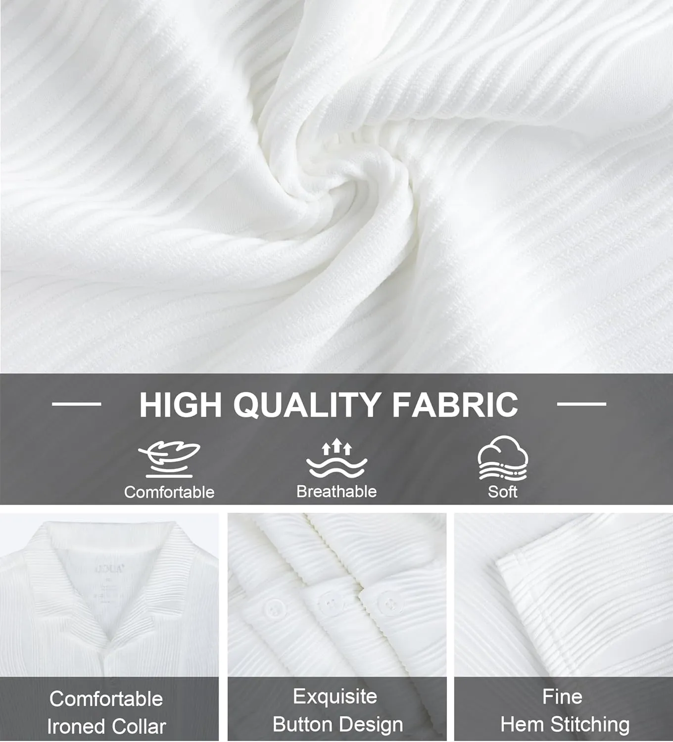 UOUA Summer Outfits for Men 2 Piece Short Sleeve Button Down Shirt & Shorts Set Casual Vacation Beach Tracksuit