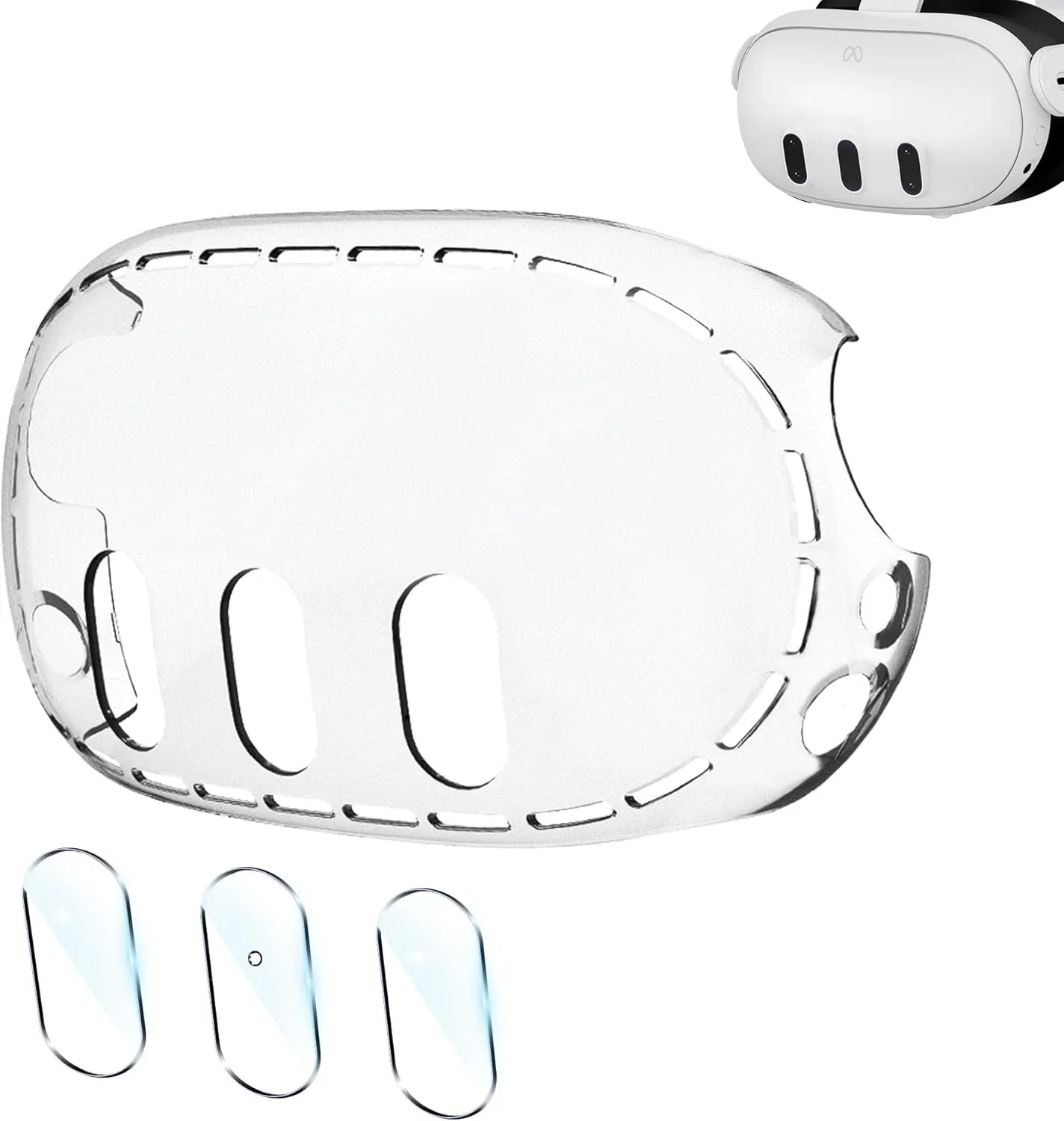 Upgraded Lens Protector Cover for Meta Quest 3, Plastic Hard Protective Shell Cover for Oculus Quest 3, Accessories for Quest 3 - Frosted Clear