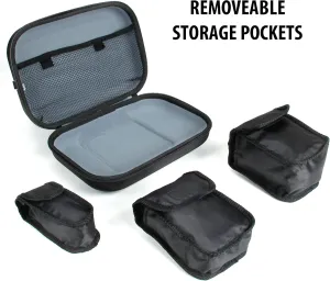 USA Gear Hard Shell Mini Desktop Computer Travel Organizer Case with Removable Pouches, Weather Resistant Exterior & Accessory Storage for USB/Ethernet Cables, Mice, Flash Drives & More - Black
