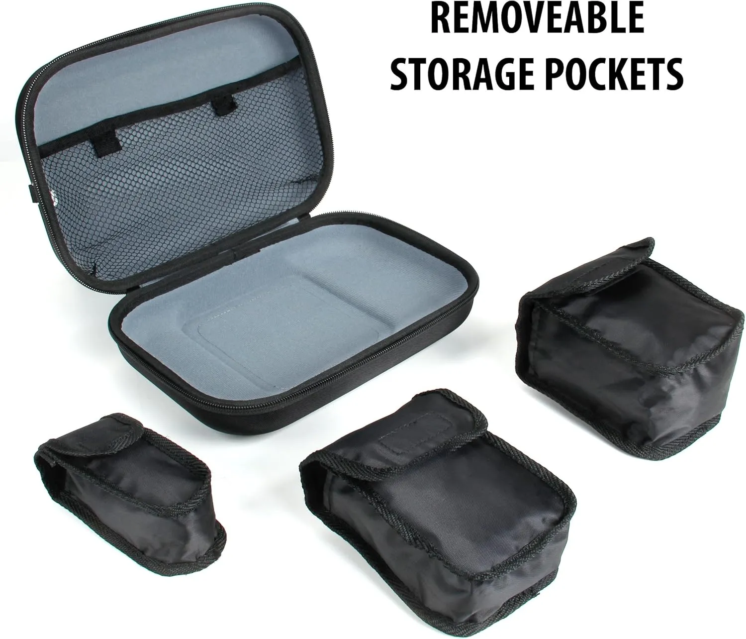 USA Gear Hard Shell Mini Desktop Computer Travel Organizer Case with Removable Pouches, Weather Resistant Exterior & Accessory Storage for USB/Ethernet Cables, Mice, Flash Drives & More - Black