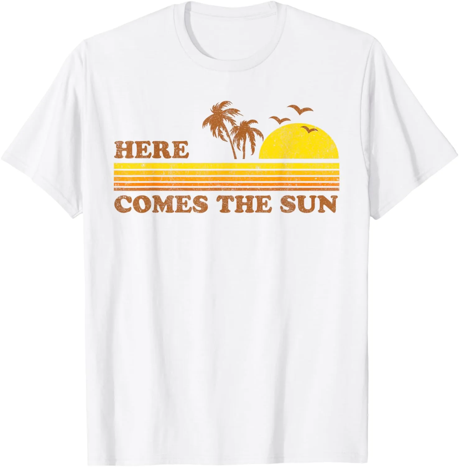 Vintage Here Comes The Sun Beach Retro Sunset 70's Gift Idea T-Shirt