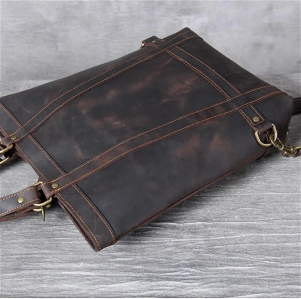Vintage Shoulder Bag Men Handmade Multi Handheld Briefcase Women
